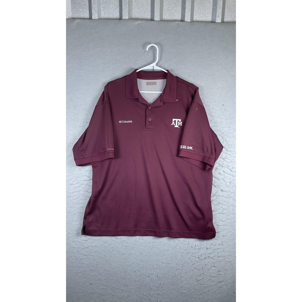 Texas A&M Aggies Polo Shirt Mens XL Maroon Red NCAA Football Columbia PFG